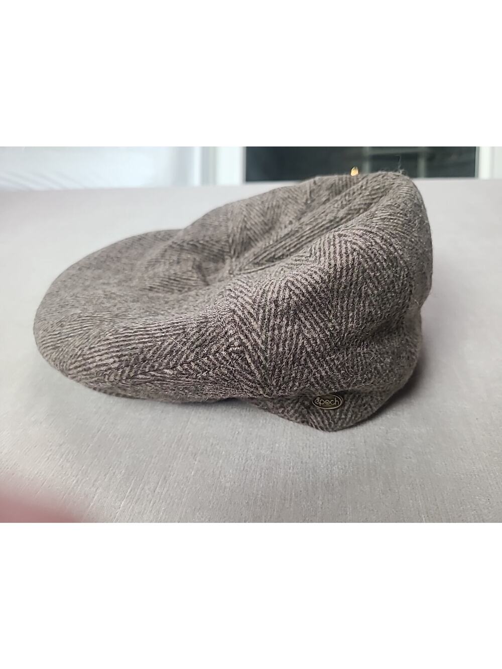 Epoch Men's Flannel Lined Wool Hat Cap Newsboy Cabbie Size M Harris Tweed Brown